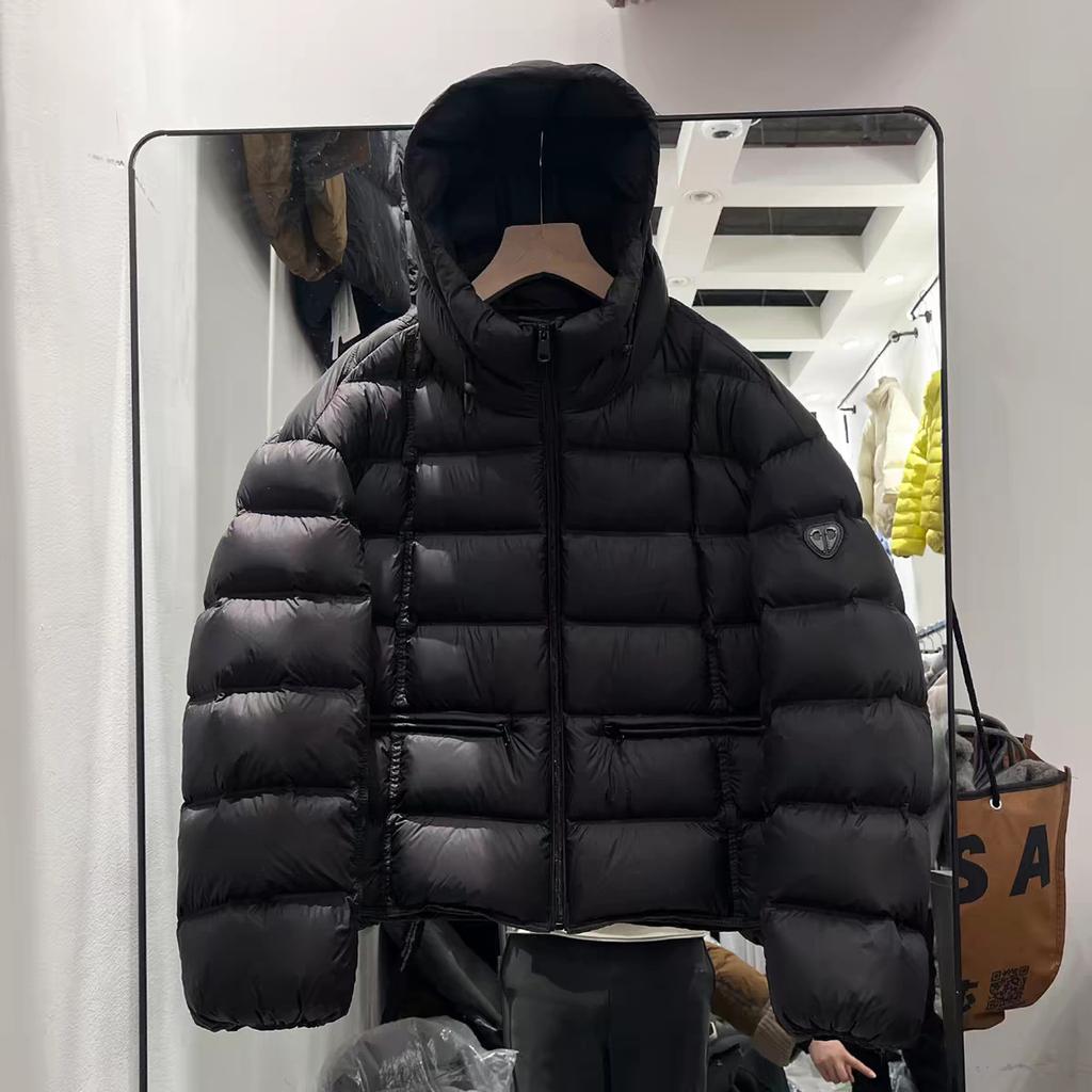 Lightweight and simple ribs short down jacket women's winter new fashionable loose hooded warm jacket