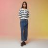 Rap Washed Front Slit Long Denim Skirt Aq3Ds864