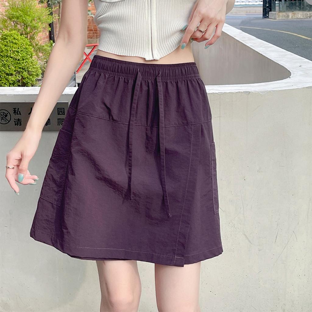 Quick Drying Sports Shorts for Women's Summer Casual Shorts with Elastic Waistband and Front Slit Design, Work Pants Skirt