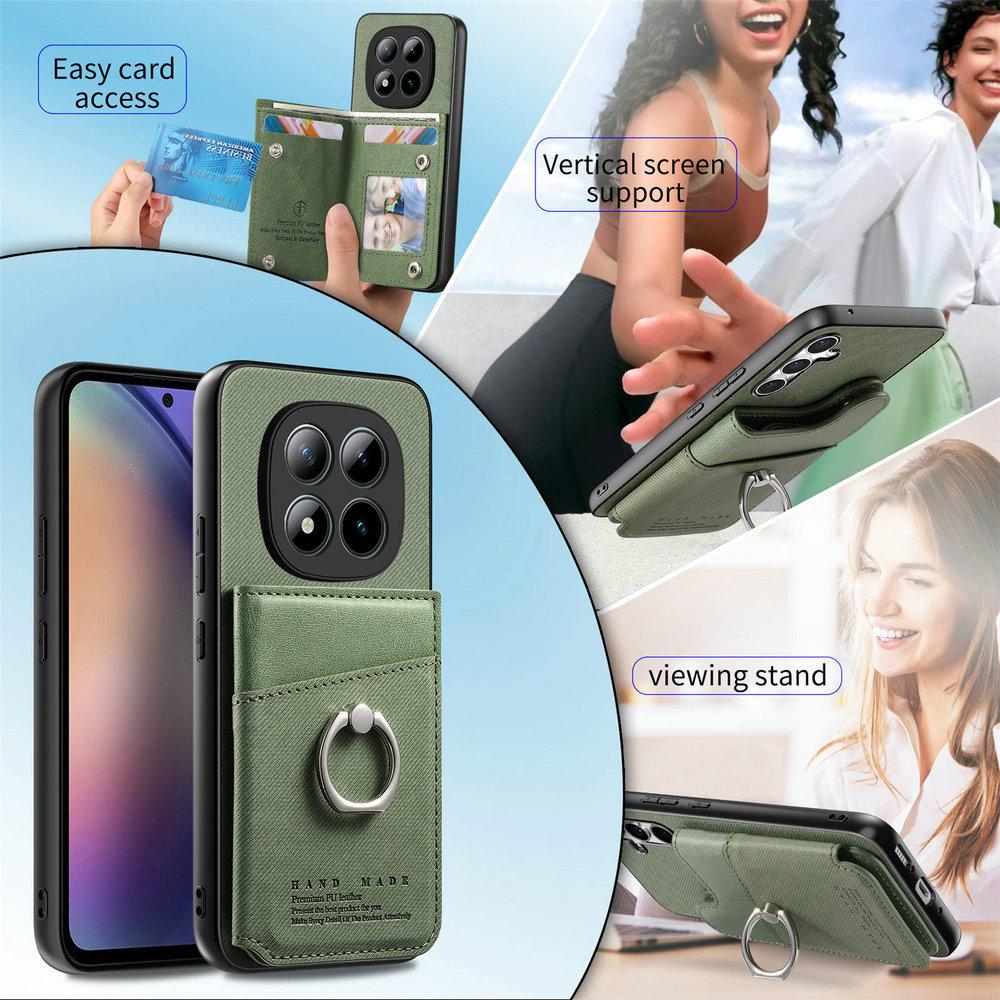 Custodia Anello in Pelle con Carta RFID per Xiaomi Redmi Note 15 Pro Plus 5G 4G 2026 Custodia Lusso Mi Phone Note 14 15 Pro+ Copertura Posteriore Portafoglio