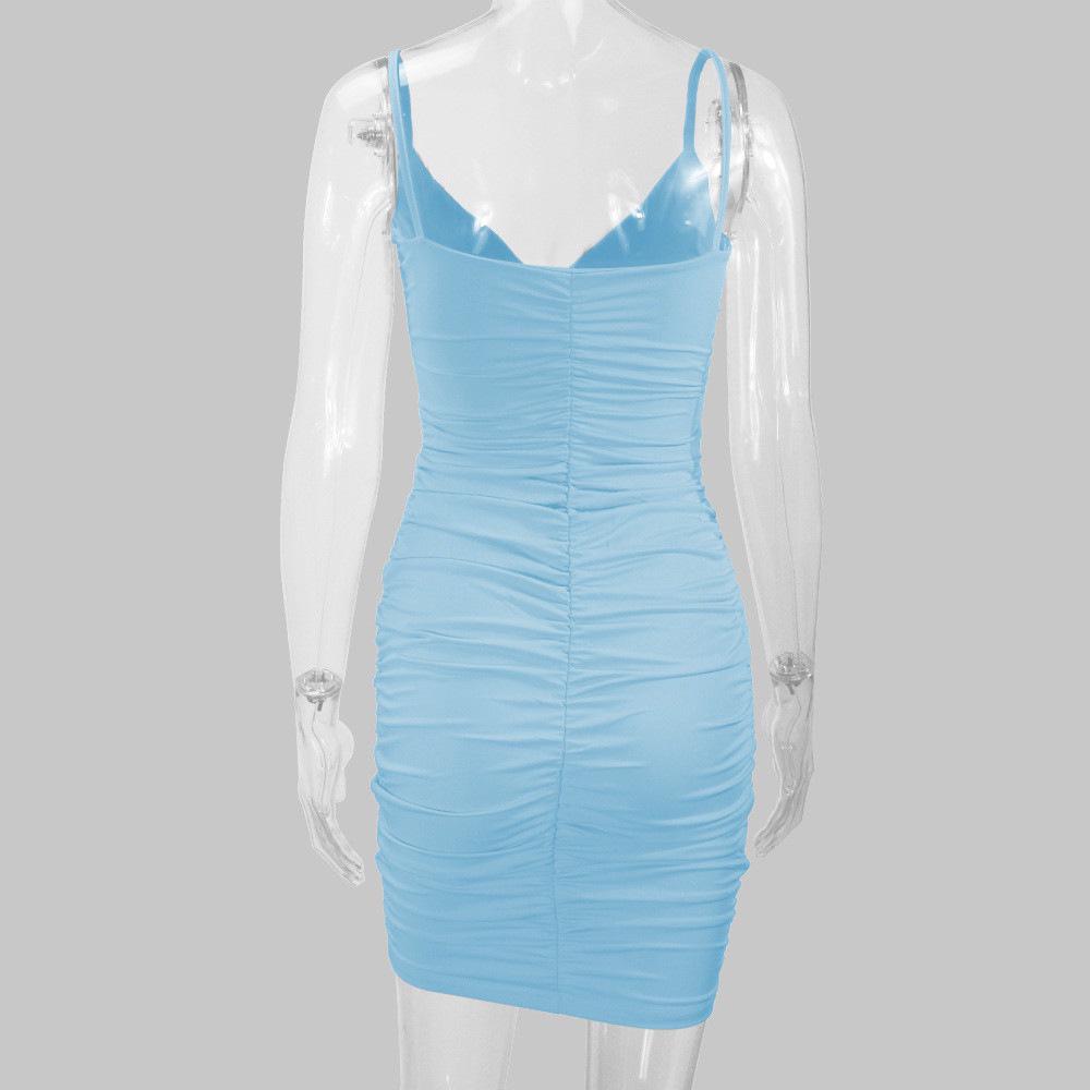 2025 Europäisches & Amerikanisches Sexy V-Ausschnitt Sommer Bodycon Trägerkleid für Frauen