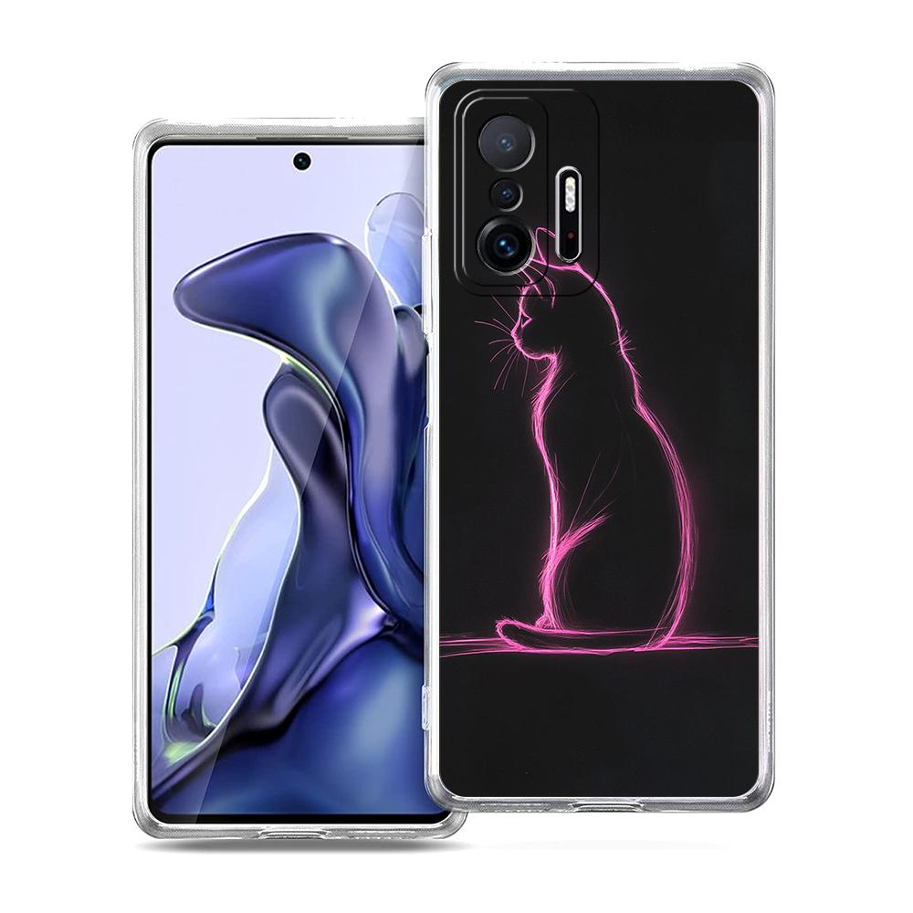 Transparent Phone Case for Xiaomi Mi 14 13 12 11 Ultra 13T 12T 11T Poco X3 NFC F3 F6 Pro Lite 5G Soft TPU Cute Line Cat Pattern