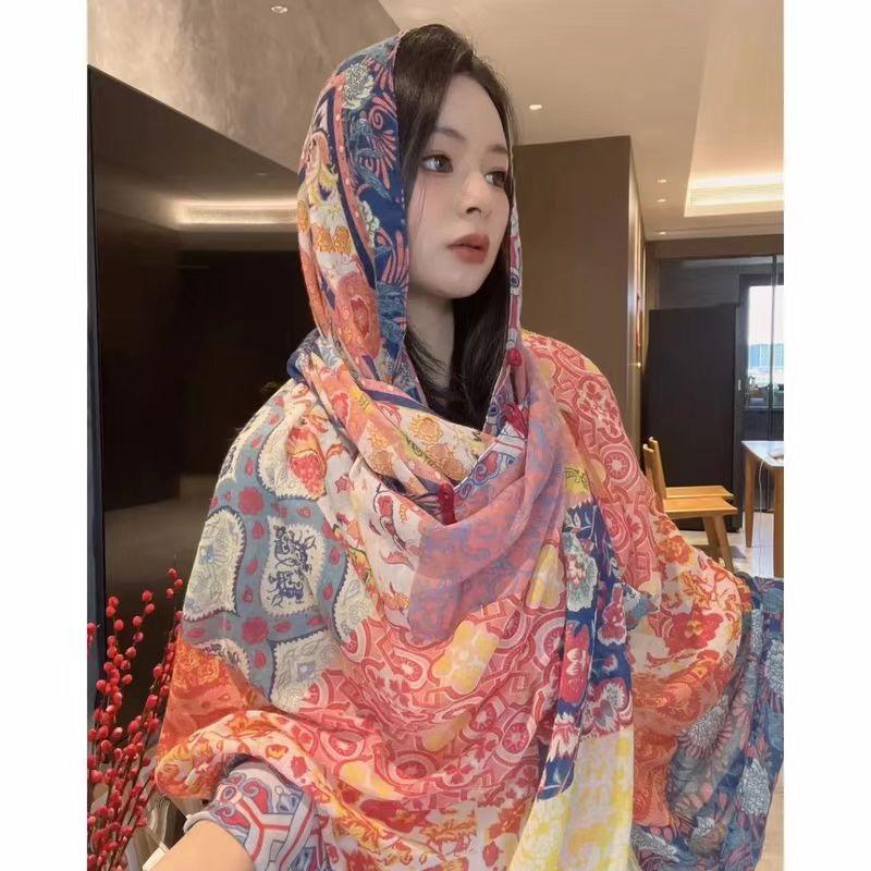 Ethnic Style Scarf for Women Sunscreen Scarf Beach Scarf, Beach Scarf New Style Scarf