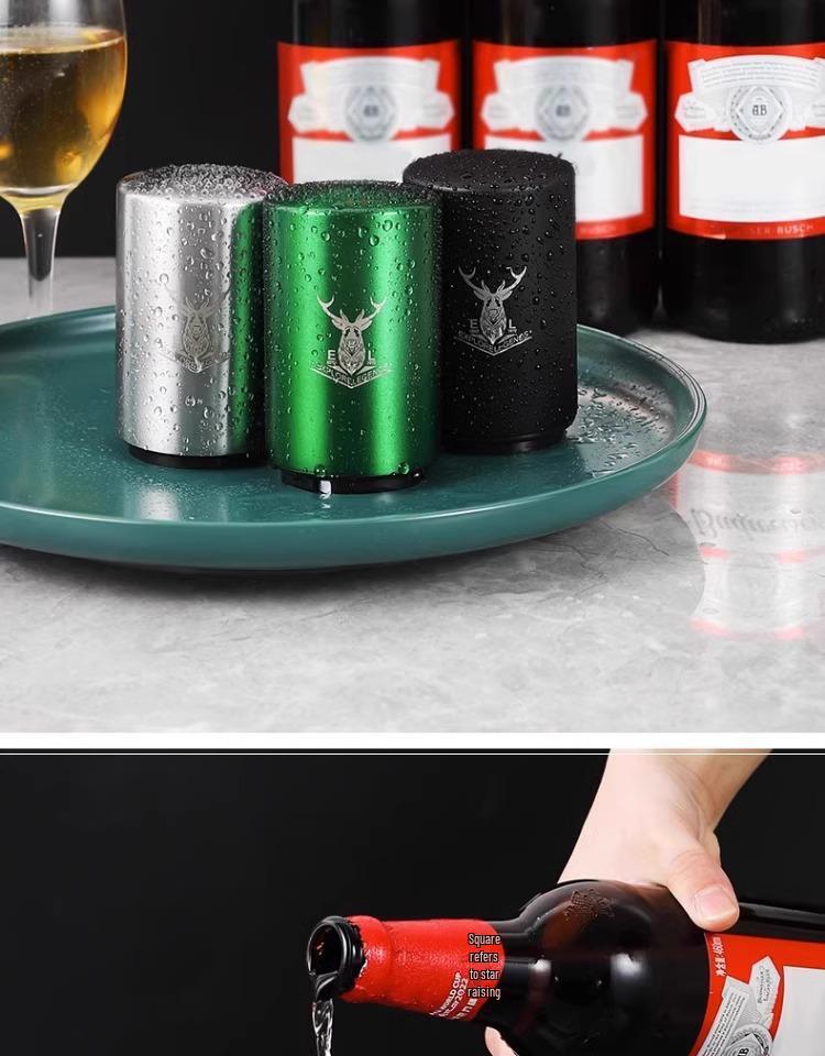 Kreativer Automatischer Bierflaschenöffner aus Edelstahl mit Druckmechanismus