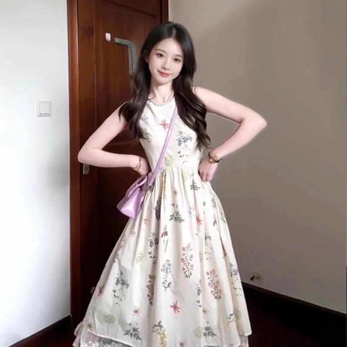 

Luxury Sleeveless Floral Print Dress for Women - Summer 2026 Collection, Perfect for Beach Vacations Extra Large