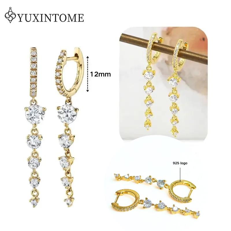 Dames 925 Zilveren Oorstekers Kristal Zirconia Waterdruppels Stud Hoops Goud Huggie Oorbellen Premium Luxe Feest Sieraden