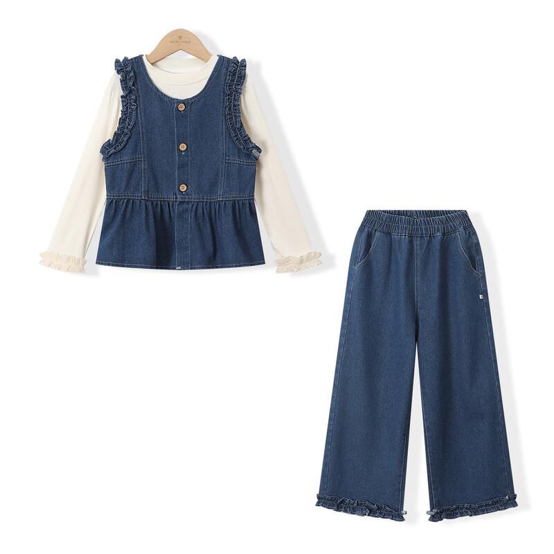 MONTAGUT KIDS Girls' Classic Denim 3-Piece Outfit