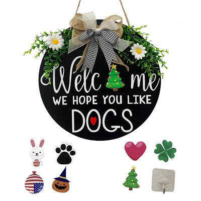 Welcome Wooden Sign Door Hanging Pendant Board Doorplate Adornment Festival Emblems
