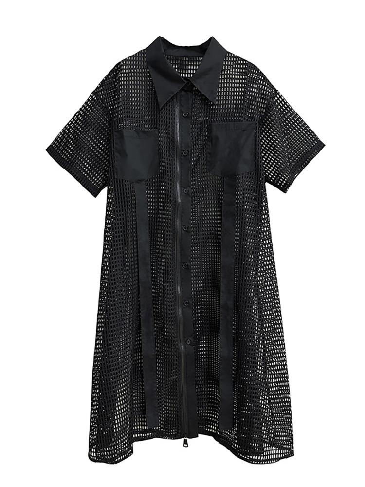 

Однотонное сетчатое платье XITAO Perspective LYD1765 One Size чёрный