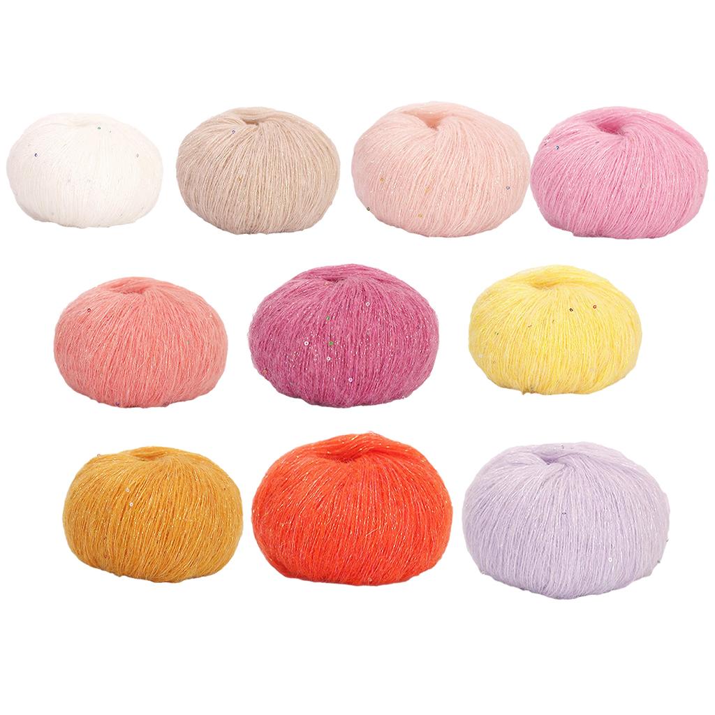 Sequined Crochet Yarn Knitting Mohair Yarn for DIY Hats Sweater Scarf Handcrafts Colorful Yarn for Crocheting Knitting