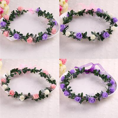 Sweet Girls Women Bridal Rose Flower Crown Headband Wreath Party Wedding Bridal Garland Hairband Headwear