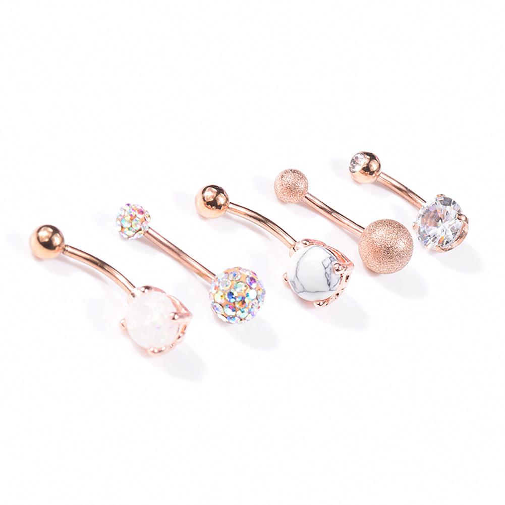5pcs/set Stainless Steel Navel Belly Button Rings Women Fashion Belly Button Ring Piercing Body Piercing Jewelry