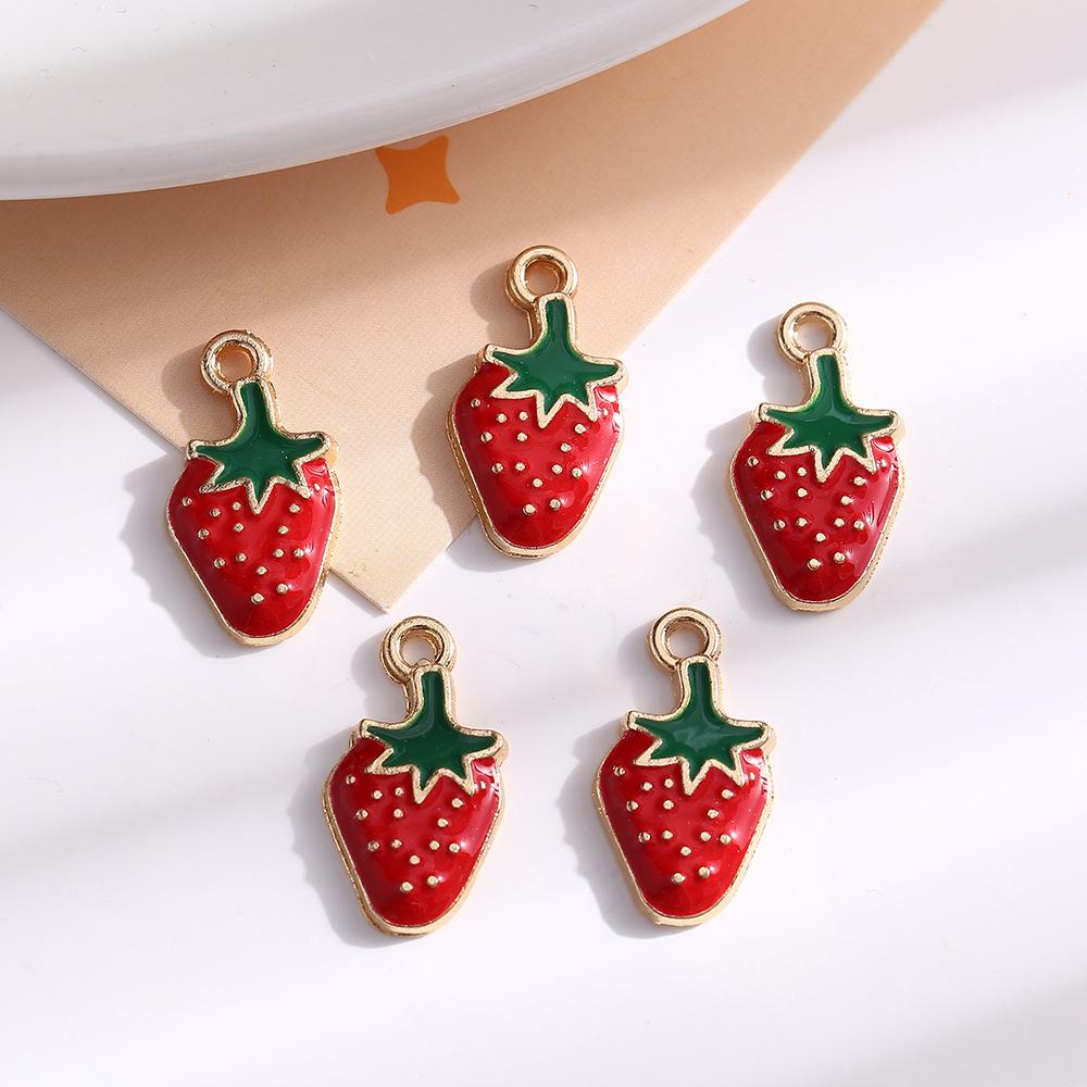 Mini Fruit Alloy Pendant Colored Drip Jewelry Accessories Diy Key Pendant Creative Cute Bracelet Necklace