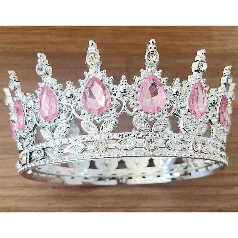 European and American Baroque Plastic Teardrop Crown Headwear for Brides Wedding Photography Accessories Full Round Coming of Age Ceremony Headwear