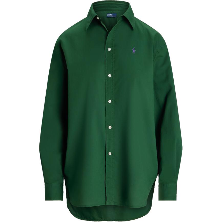 

Polo Ralph Lauren Solid Color Pony Embroidered Twill Cotton Shirt Large Size Women shirts Northwest-Pine-Green WMPOSHTNDN20263-301 L