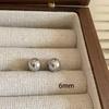 Gray Pearl Stud Earrings for Women S925 Silver Needle 6-10mm Daily Life Party Wedding Girls Minimalist Vintage Ear Jewelry