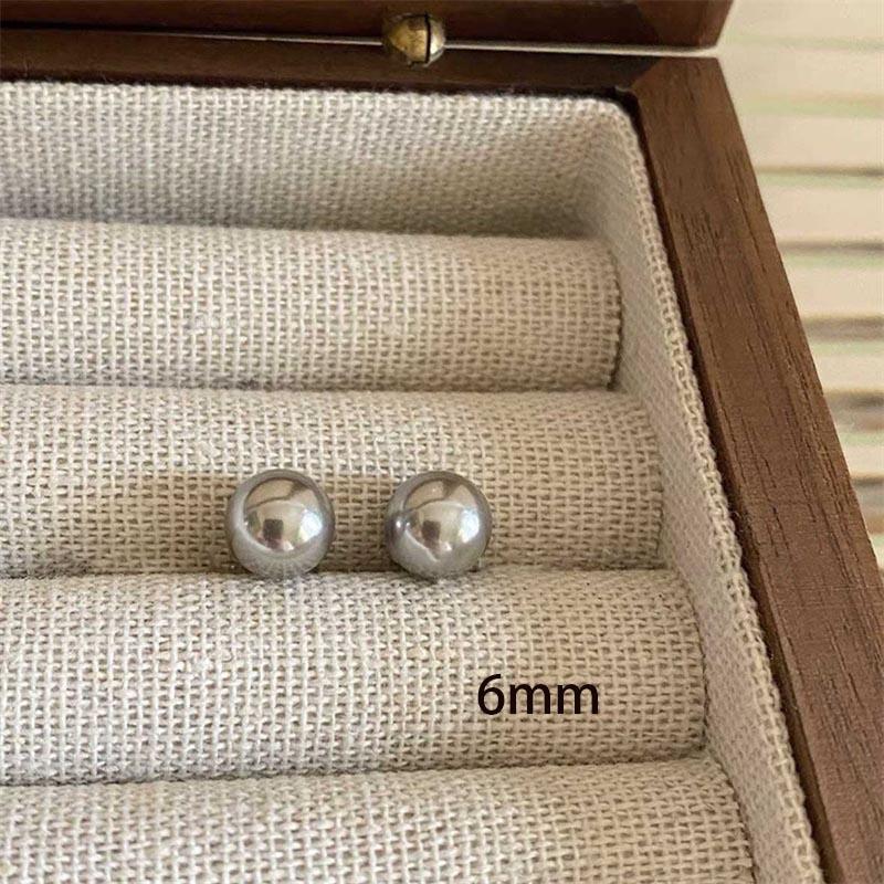 Gray Pearl Stud Earrings for Women S925 Silver Needle 6-10mm Daily Life Party Wedding Girls Minimalist Vintage Ear Jewelry