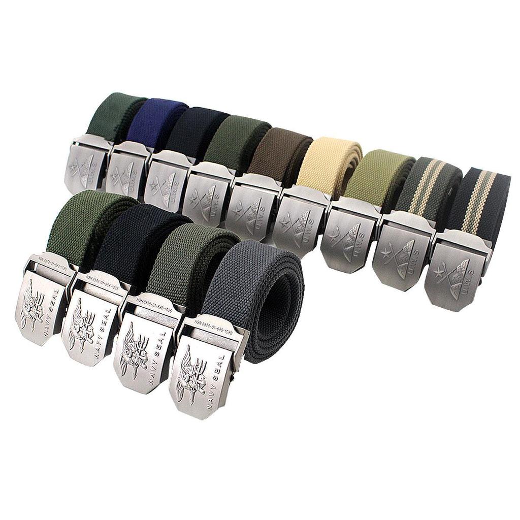 Men's Extra Thick Canvas Woven Belt, Polyester-Cotton Blend, Casual Style