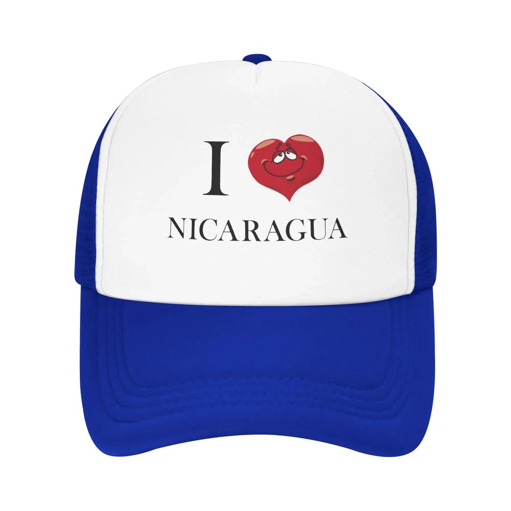 I love Nicaragua Funny Expression Custom Mesh Baseball Caps Women  Adult Female Beach Bucket Hat Trucker Cap