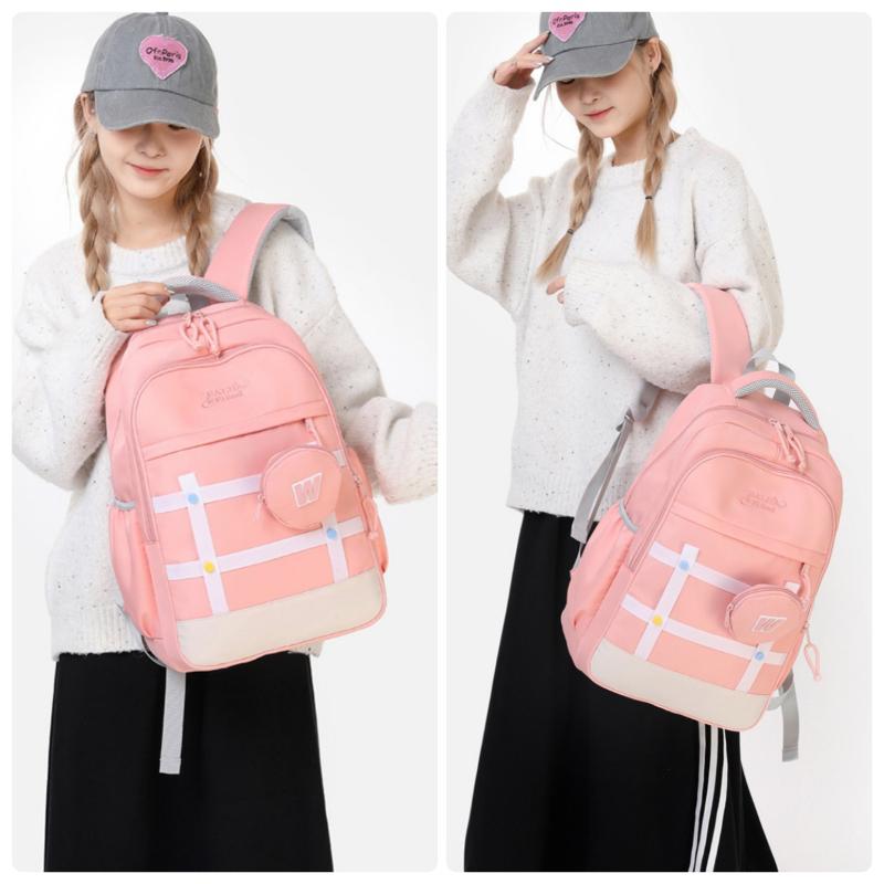 BAIJIAWEI Autumn New Sweet Junior High School Schoolbags for Girls Grades 5 To 6 Large Capacity Burden Reducing Backpack Teenager Multi-layer Book Bag