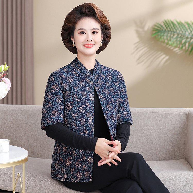 Women's Camel Down Cotton Vest for 50-60-Year-Olds: Thick, Mid-Sleeve Winter Jacket