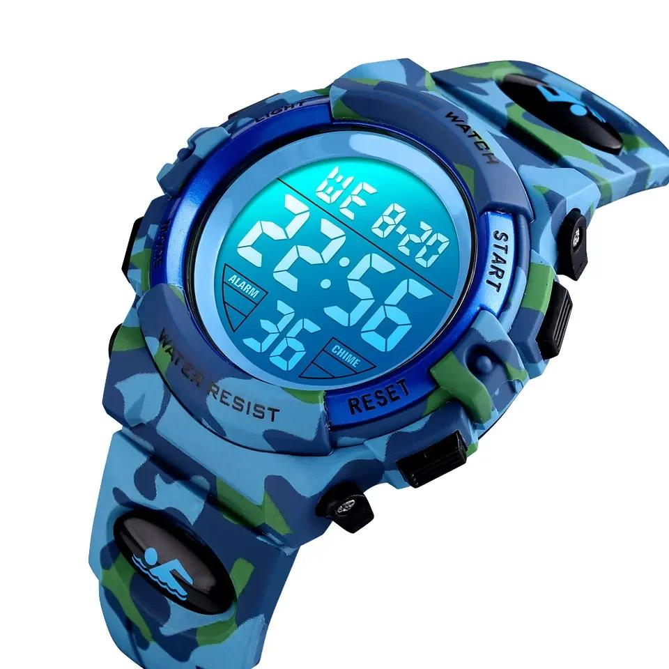 New Design Children Outdoor Sport Waterproof Watch Boys Student Camouflage Luminous Digital Watches