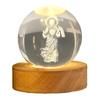3D Hands Prayer Faux Crystal Ball with Wooden Base Clear Engraved Prayer Hand Ball Night Light Religious Christian Gifts for Women Men