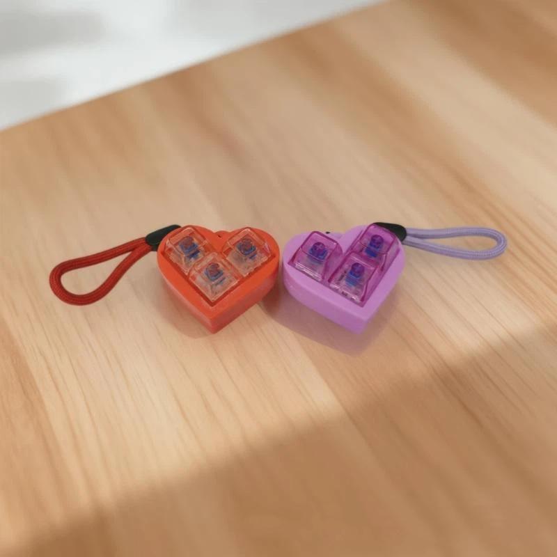 Heart Shape Mechanical Keycap Keychain Creative Stress Relief Toy Bag Pendant Ideal Graduation Gift Choice
