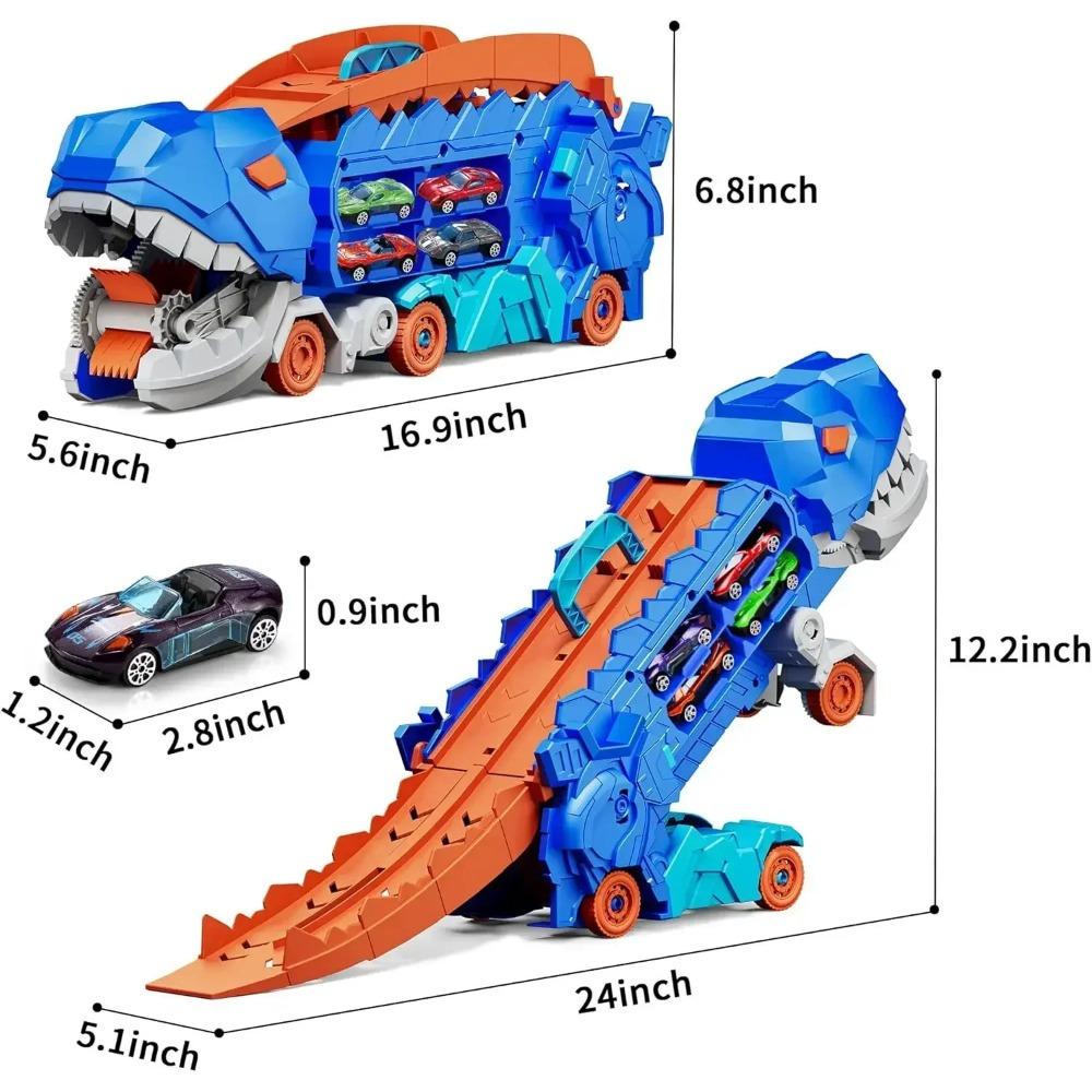 Camion Dinozaur Transport 35CM cu Pliabil în Picioare Transformă Pista de Curse Glisantă T-rex Cele Mai Bune Cadouri de Ziua de Naștere Jucării Băieți Și Fete