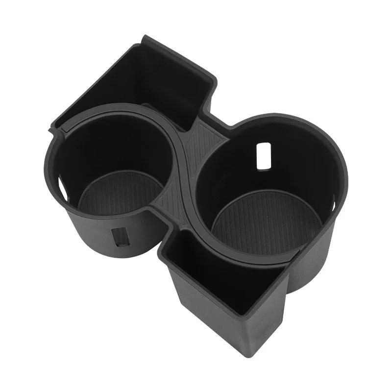 TPE Shock-Absorbing Car Center Console Cup Holder for KIA EV9 2025 2025 Storage Tray Tidying Car Accessories Black