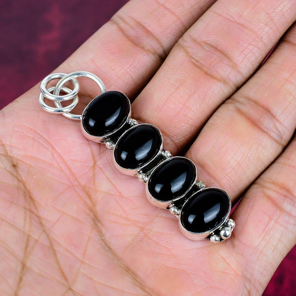 Bijuterii onix negru, pandantiv din argint solid 925 bijuterii cu pietre prețioase lucrate manual, cadouri pentru soție pandantiv nou-nouț