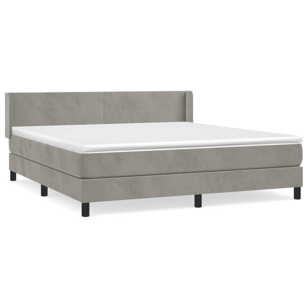 Box Spring Bed with Mattress Light Grey 160 x 200 cm Velvet