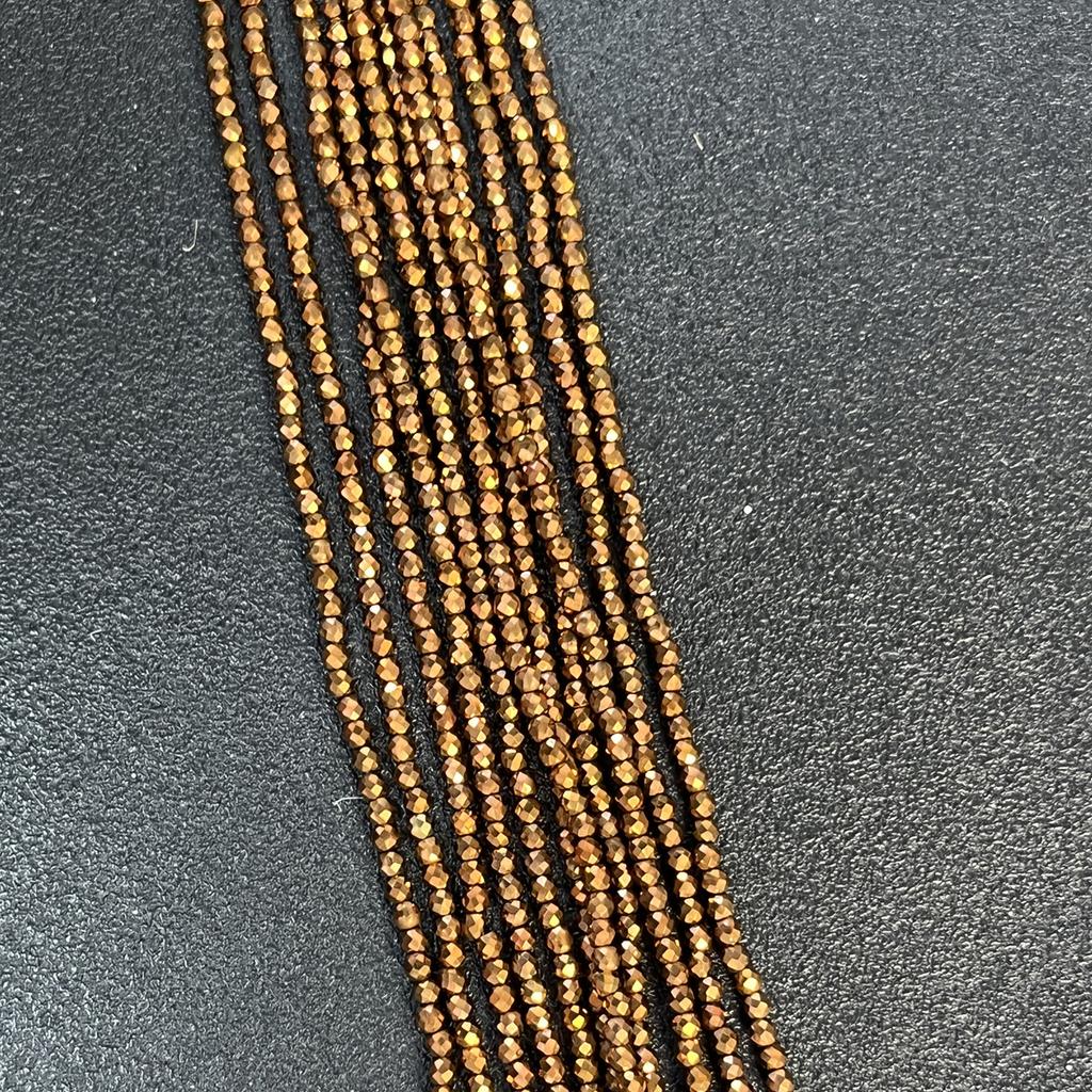 5String, Sparkling Bronze Gold Plated Glass Seed Beads 2mm/3mm, 38cm Strand, Dainty Loose Beads for DIY Y2K Bracelet Layering Necklace Jewelry Making