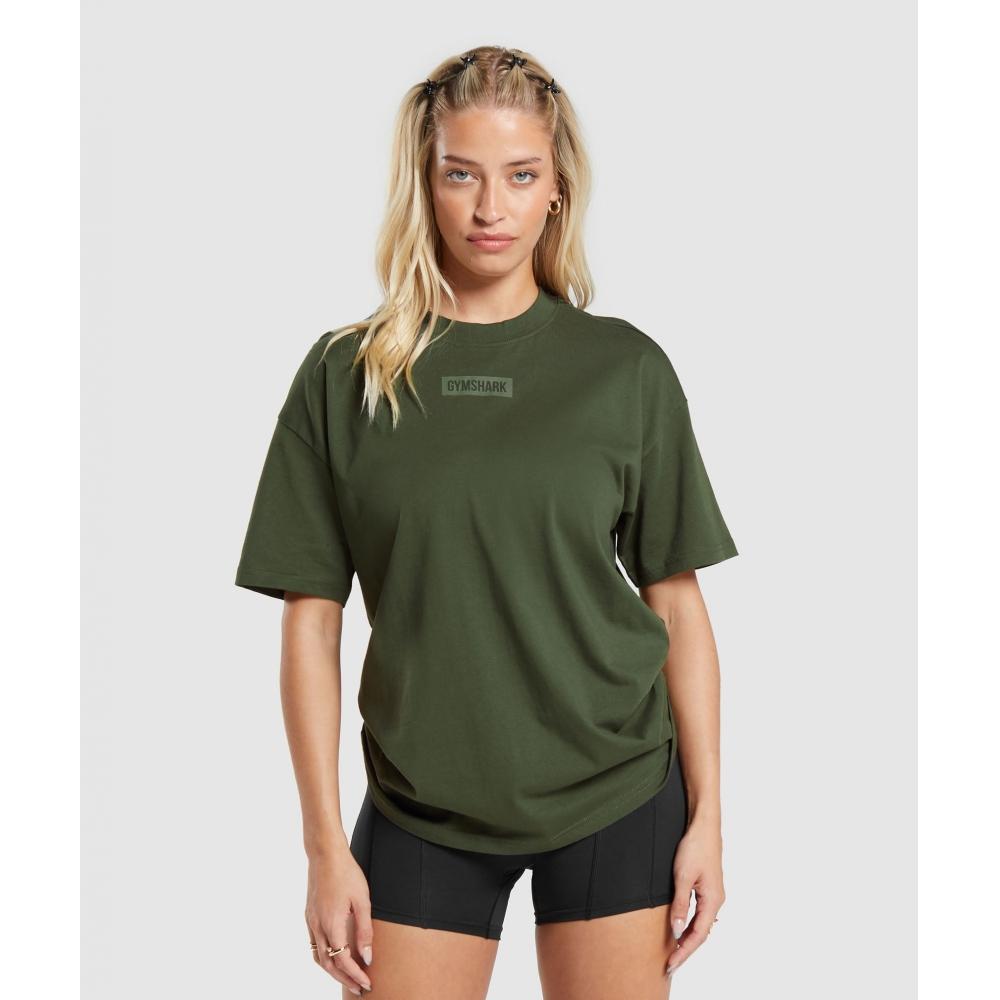 

GYMSHARK Block Oversized T Shirt Winter Olive B6A3Z ECBB