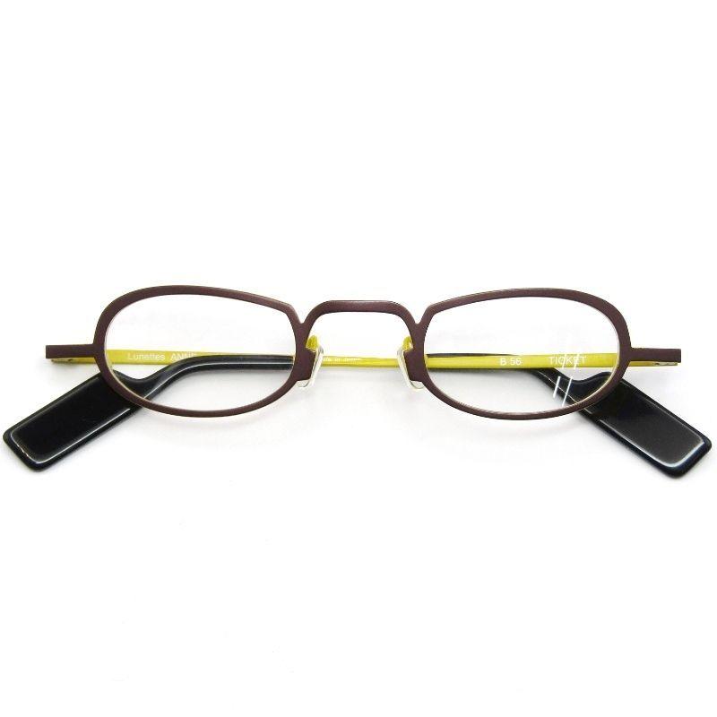 Used Unused ANNE ET VALENTIN Glasses Frame TICKET Made in France Ticket Oval B56 Brown/Yellow 61004844