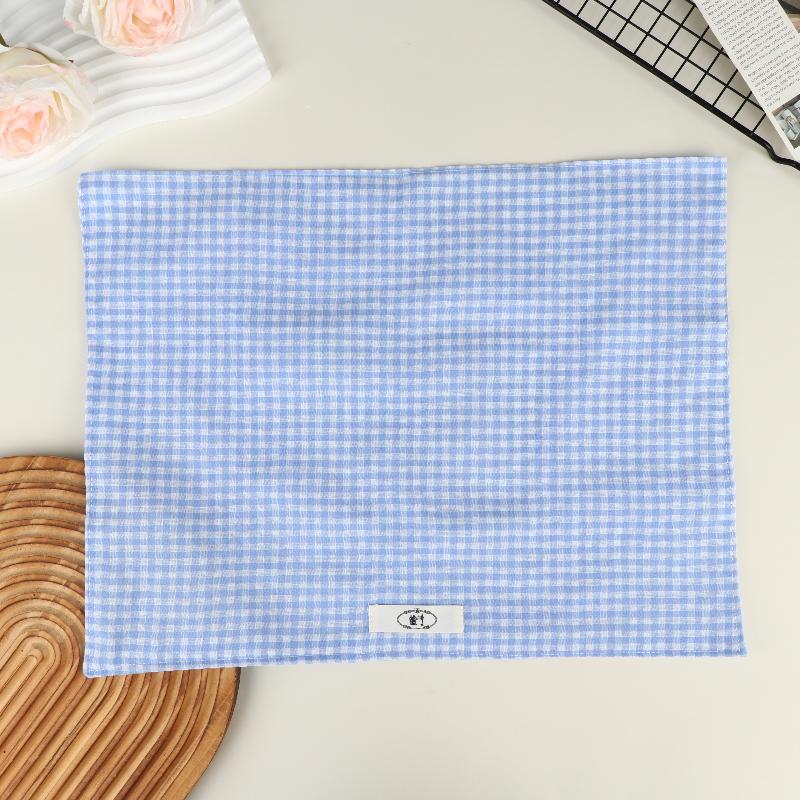 Cotton Plaid Decorative Placemat Heat Insulated Coaster for Rustic Wedding Table Setting Cushion Pad