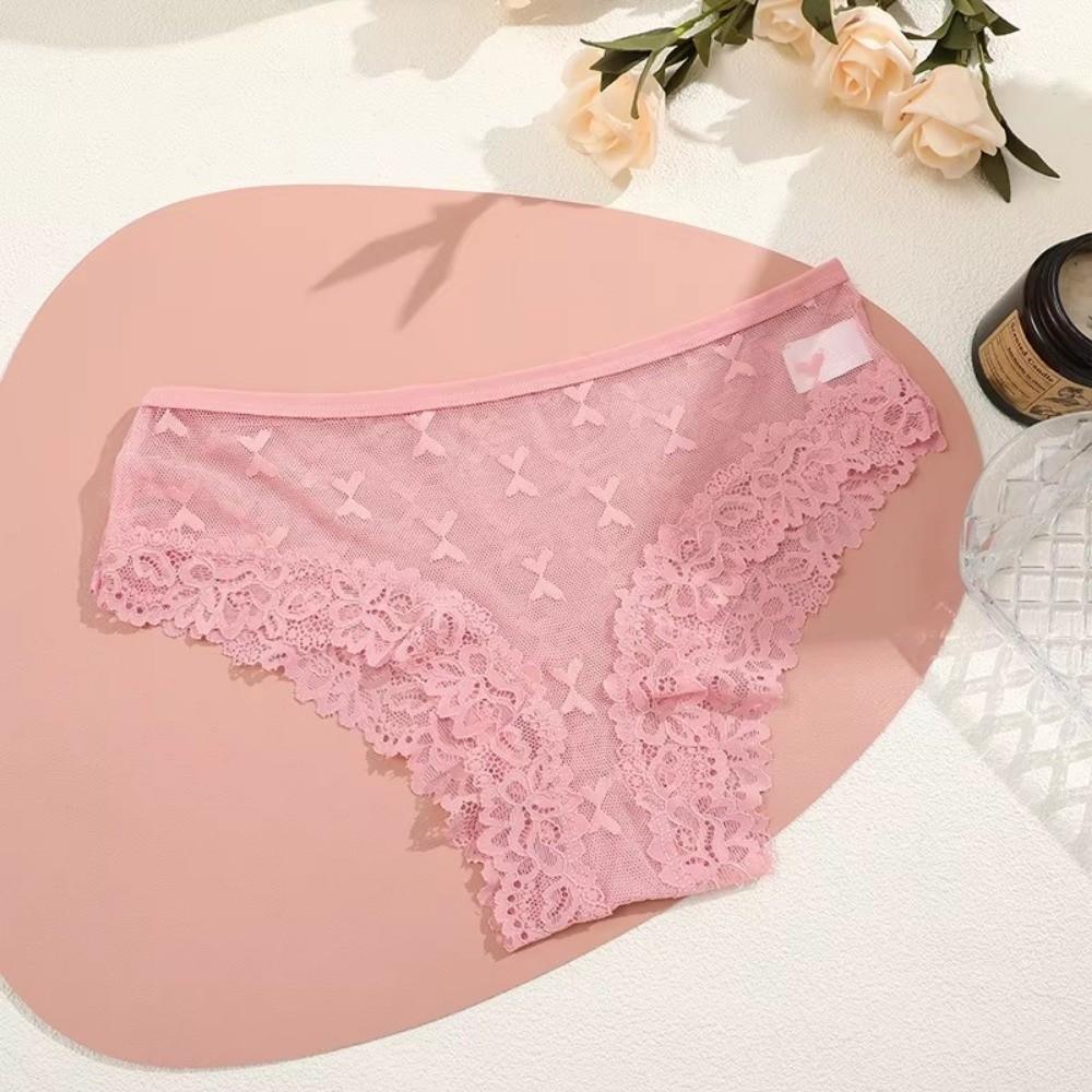 Seamless Lace Trim Briefs Transparent Perspective Underwear Breathable Women Lace Panties Female