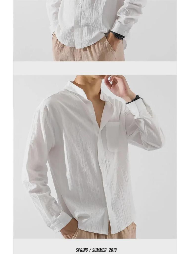 Men's Long Sleeve Linen Shirt - Autumn Chinese Style, Loose Fit, Cotton and Linen Casual Jacket