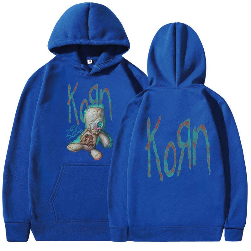 Goth‑rock Men Hoodie Creepy Rag‑doll Distressed Drip‑style Letter Art Pullover For Trendy Daily Street Casual Outfits