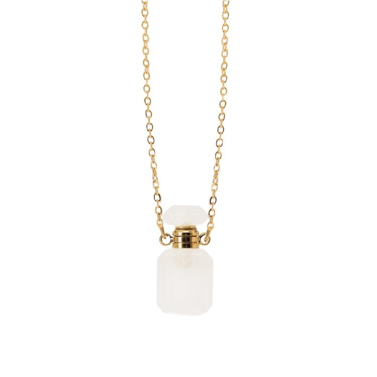 Unique Crystal Perfume Flask Necklace Pendant Adjustable Length Clavicle Chain Stainless Steel Cable Chain Women Choker