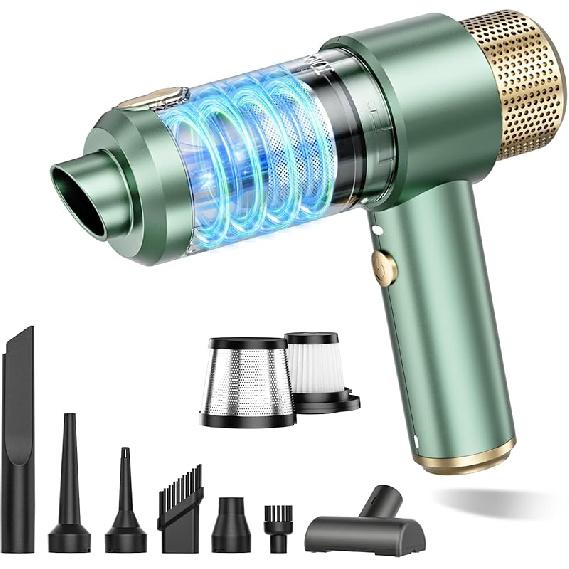JONYJ Handheld Car Vacuum Cleaner, 16000PA Hand Held Vacuum Portable Cordless, 2 In 1 Air Duster and Vacuum Cleaner with LED Light, Multi-Nozzles,