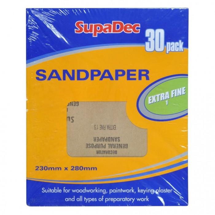 SupaDec General Purpose Sandpaper - Extra Fine (Pack Of 30)