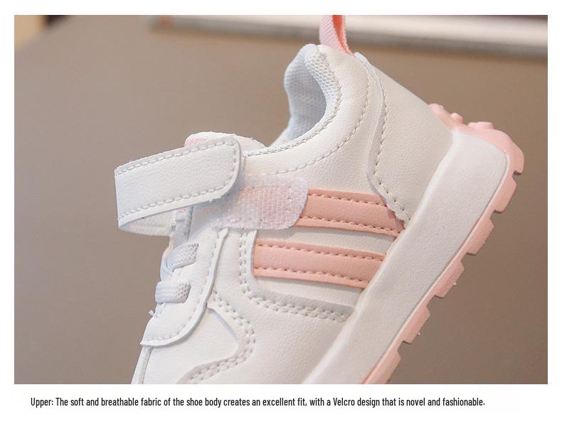 Children's Running Shoes - Soft Sole, Two-Stripe, Breathable, for Boys and Girls Aged 1-6.