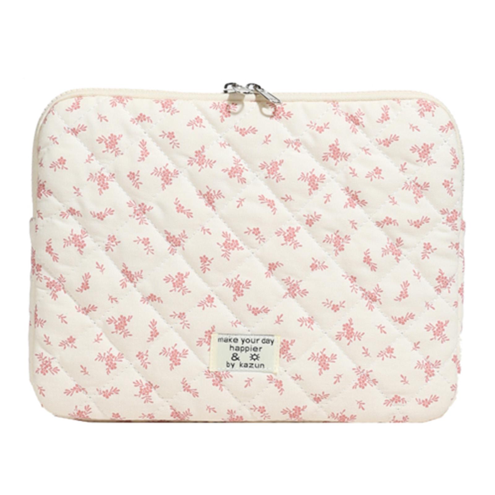 

Maple Leaf Fluffy Padded Bag Embroidery Puffy Protective Case Shockproof Cute Quilted Laptop Sleeve Commute Work Study Bag