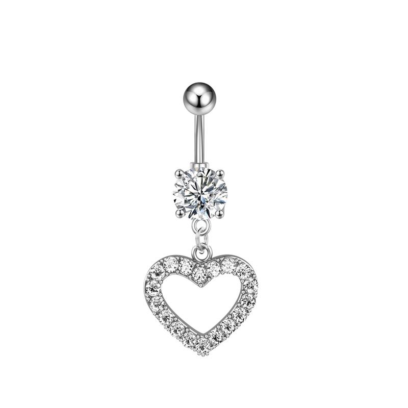 Set 5 316L Steel Bow Hollow Heart-Shaped Belly Button Rings Shiny Zircon Inlay Navel Piercing Jewelry Fashion Jewelry