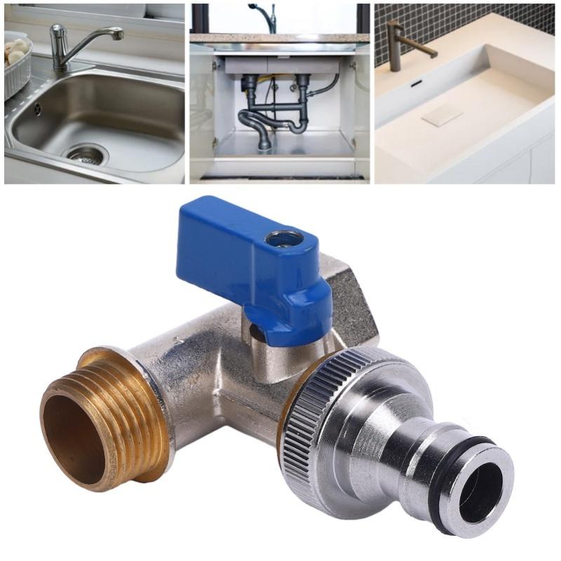 Quarter Turn Ball Valve Tee Connector Brass Angle Stop Valve G1/2 DN15 Female And Male Thread NPT 3/8 Inch 15mm Interface