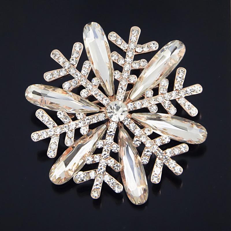 Exquisite Rhinestone Snowflake Brooch Pin - Elegant Lapel Accessory