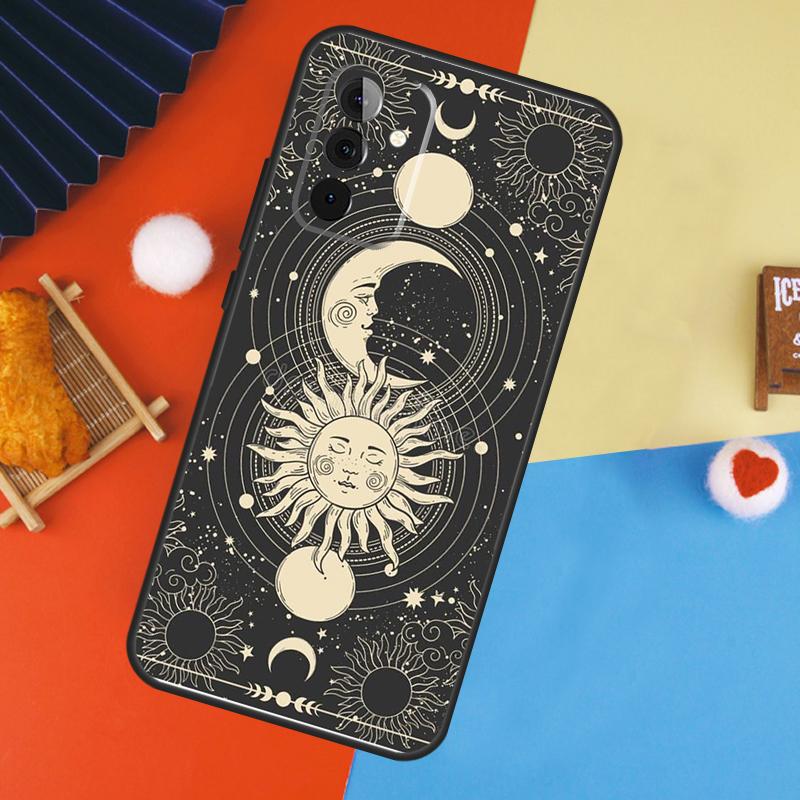 Sun Moon Face Case For Samsung Galaxy A16 A26 A36 A56 A17 A55 A35 A15 A52 A32 A12 A53 A33 A13 A14 A34 A54