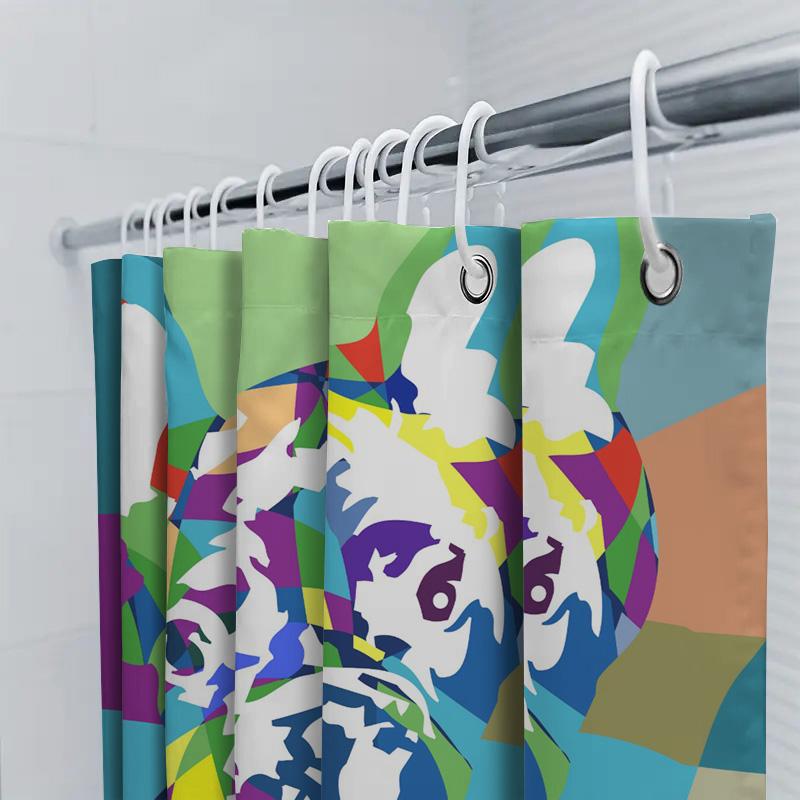 Colorful Dog Print Shower Curtain Modern Abstract Art For Bathroom Decorations Size: 72 X 84 Inches (180Cm X 213Cm)