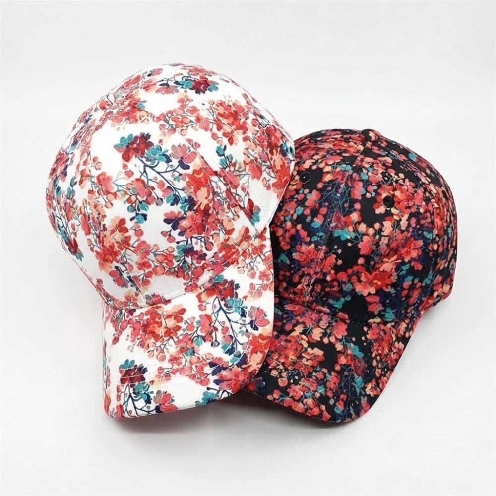 Personality Flower Print Baseball Cap Adjustable Breathable Sun Cap Lightweight Sun Protection Duck Tongue Hat For Men Women